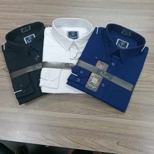 Solid Shirt Combo Offer White, Black, Navy Blue 3Pc. - XXL