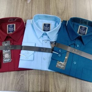 Solid Colour Shirt Combo 3pc-Sky Merun and Petrol-M